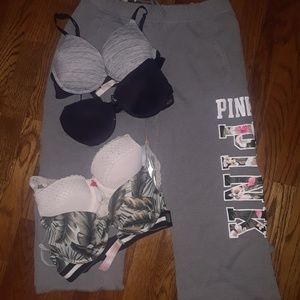 Pink victoria secret sweatpants n bras